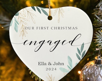 Engaged Christmas Ornament, Our First Christmas Ornament, Custom Engagement Keepsake, Wedding Ornament Gift, New Couple Gift, Newlywed Gift