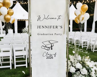 Personalized Graduation Welcome Sign, Class of 2026 Grad Party Backdrop Decor