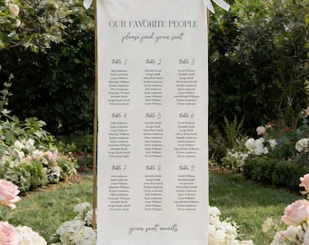 Fabric Wedding Seating Chart Sign, Table Plan, Outdoor Reception Decor, Our Favorite People Sign
