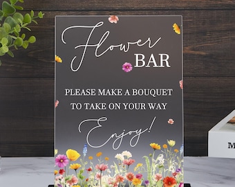 Plaque de mariage en acrylique Flower Bar : décoration de table bouquet