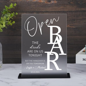 Open Bar Schild, Drinks Are on Us Schild, Hochzeit Tischschild, Barkarte Hochzeit Schilder, Minimalistische Barkarte, Barkarte Signature Cocktails