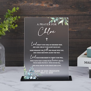Letrero de oración de graduación personalizado, letreros para mesas de fiesta de graduación, libro de firmas de graduación bíblico, decoración cristiana de acrílico