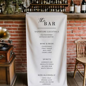 Wedding Fabric Bar Menu Sign, Custom Signature Cocktails Sign, His and Hers Drinks Cloth Sign