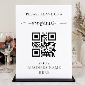Custom Acrylic QR Code Review Sign - Business Feedback Display
