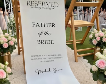 Loving Memory Stuhl Banner, Seide oder Baumwollgewebe Hochzeitsschild, Erinnerungszeremonie Dekor