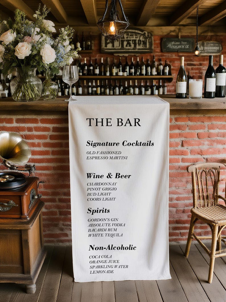 Custom Fabric Bar Menu Sign, Signature Cocktail & Drink Menu, His and ...