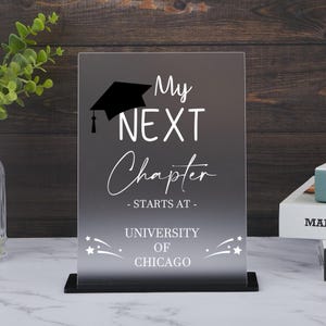Graduation Table Signs, My Next Chapter Start at Sign, Acrylic Grad Party Decoration