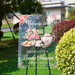 Acrylic Tea Party Welcome Sign: Bridal Shower Decoration