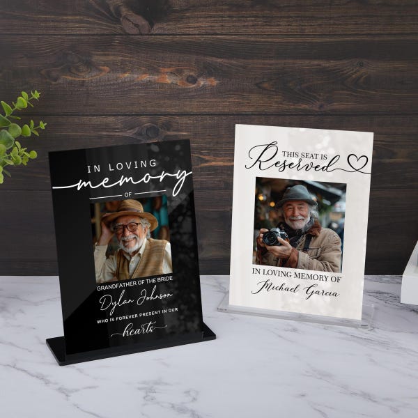 Reserved Memorial Sign, In Loving Memory Signs, Personalized Memorial Plaque, Wedding Decor, Sympathy Gift, Acrylic Memorial Wedding Sign