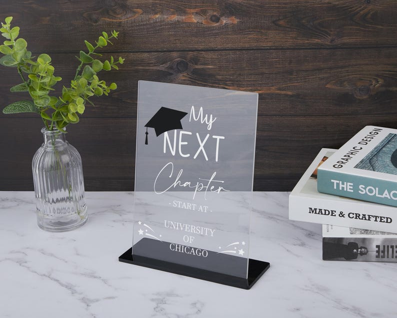 Graduation Table Signs, My Next Chapter Start at Sign, Acrylic Grad ...