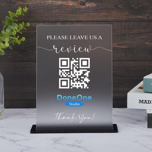 Letrero acrílico personalizado con código QR para revisión: Tarjeta de presentación de Google