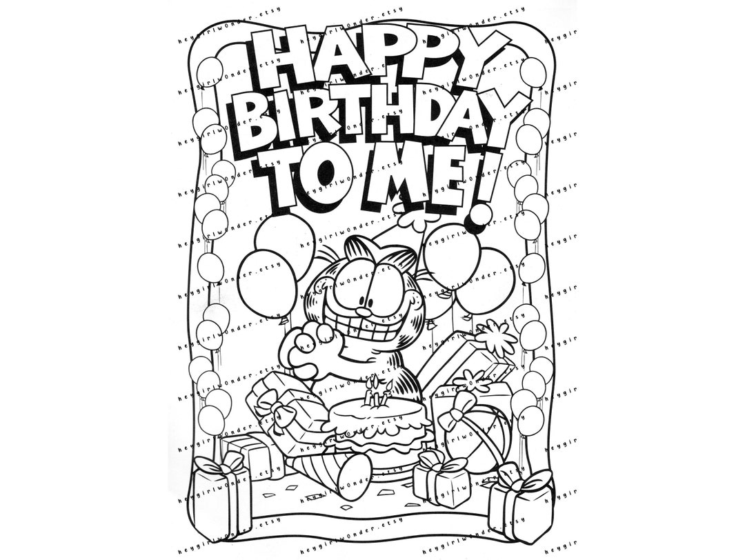 PDF File GARFIELD Happy Birthday to Me High Res Printable for Big Size ...