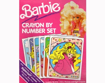 Cra-Z-Art Barbie Crayon by Number Poster Set, 19 Piece Coloring