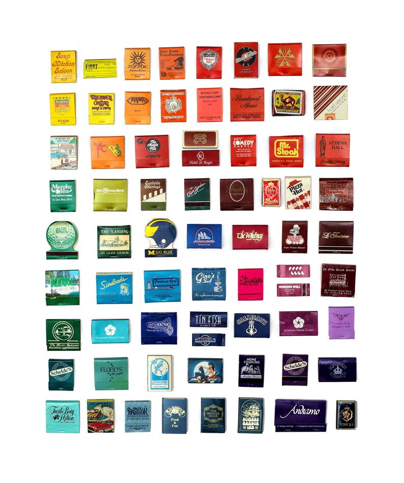 Historic Michigan Vintage Matchbook Collection Glicee Print 16x20 Custom Sizes Available