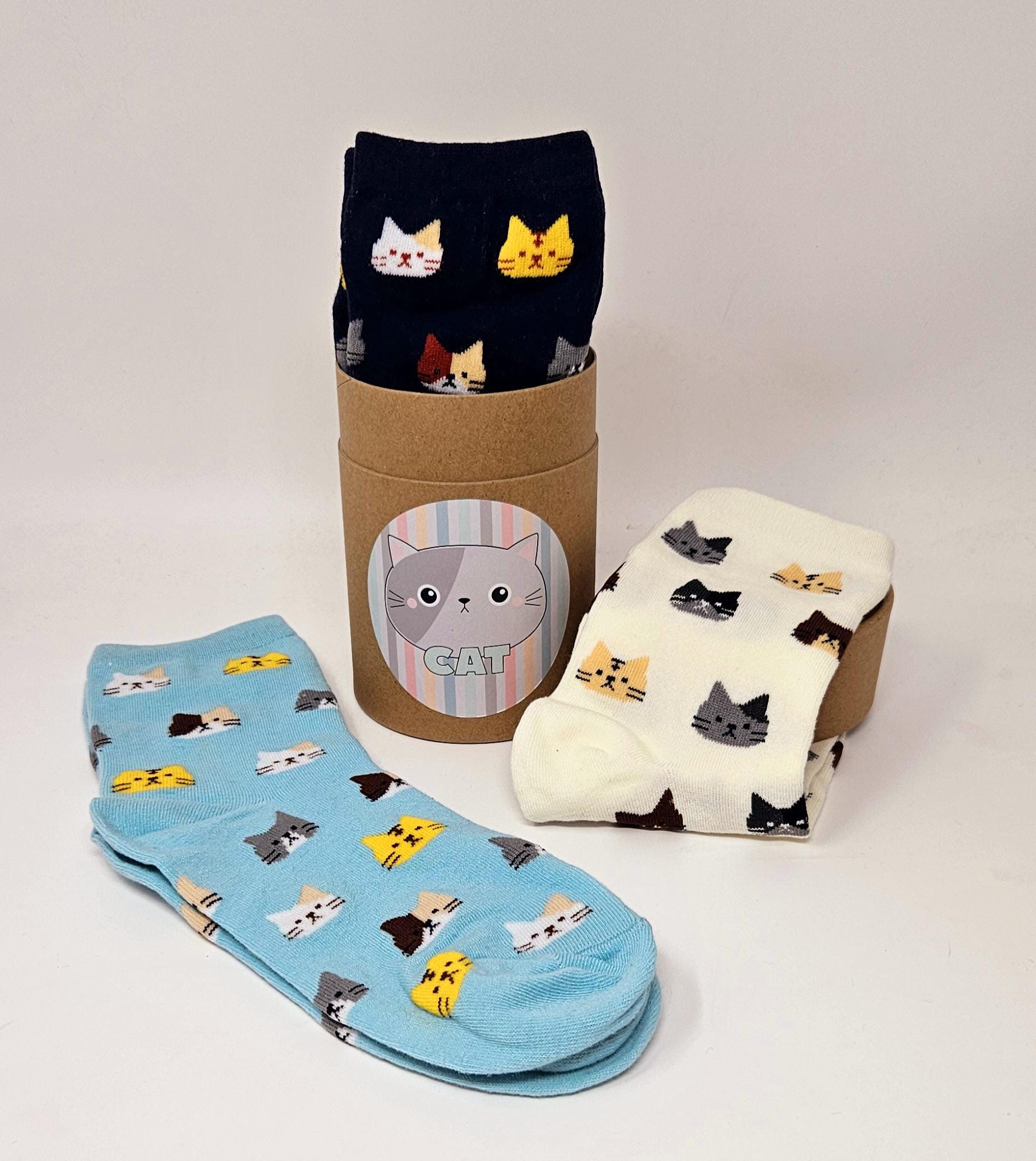Chaussettes Chat Mignonnes Avec Pompons - Coton, Motifs Drôles, Taille Unique 35-40, Pour Femmes - 9