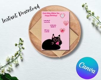 Kawaii Cat Birthday Invitation | Y2K Party