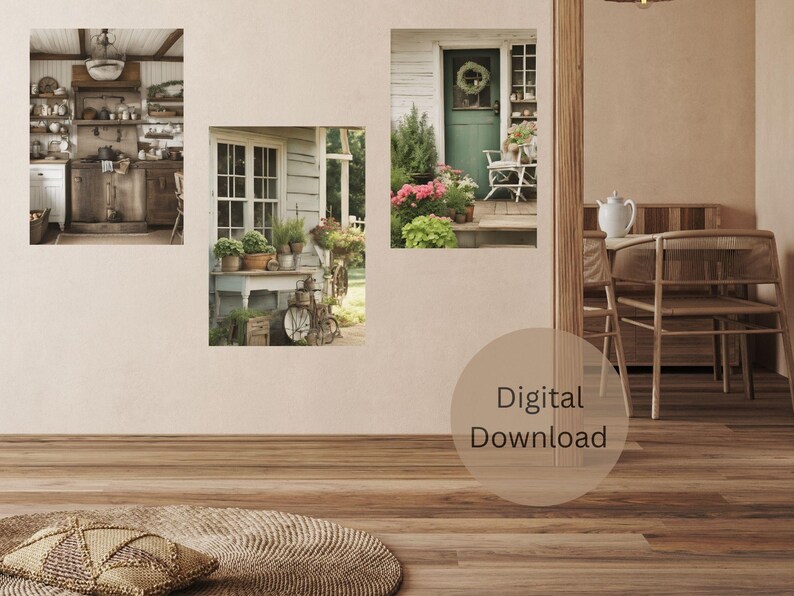 Rustic Farmhouse Porch & Kitchen Wall Art Set | Vintage Cottage Decor ...