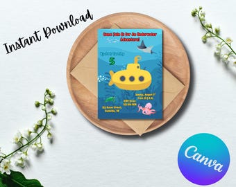 Under the Sea Birthday Invitation – Submarine Adventure for Age 5