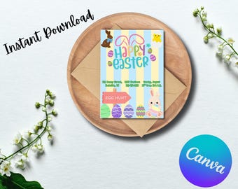 Farbenfrohe Ostereiersuche-Einladung – Hüpf in den Frühling!