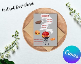 Cookout Party Invitation | Backyard BBQ Invite | Editable Summer Cookout Template
