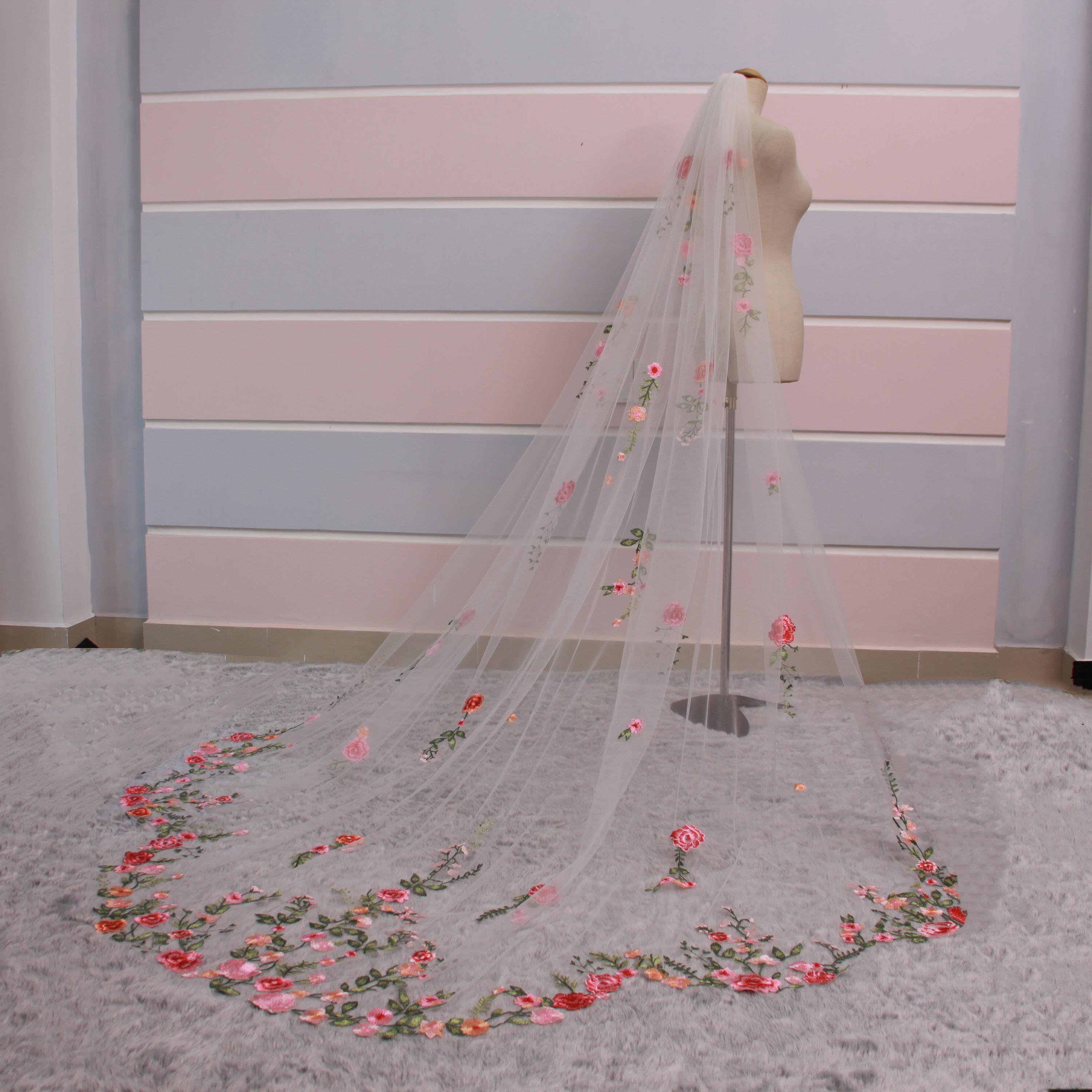 Rose Embroidered Veil - Etsy display picture 2