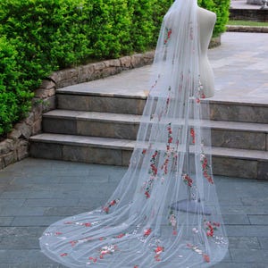 VH36 | Woodland wedding bridal veil | Garden wedding bridal veil | Custom bridal veil | Floral lace bridal veil | wildflower bridal veil
