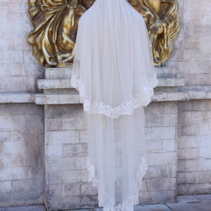 Cathedral Wedding Veil | Lace Wedding Veil | 2 Tier Lace Bridal Veil | 2 Tier Knee Length Veil | Cathedral Wedding Veil | Long Bridal Veil