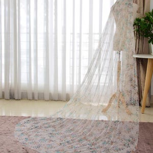 VH78 | Dreamy floral veil for the bride | colorful floral bridal veil | tulle wedding veil| Unique floral bridal veil, Unique bridal veil