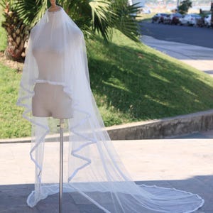 Beaded Ivory Cathedral Veil: Pearl & Crystal Edge Wedding Veil