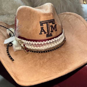 Sombrero de vaquero personalizado con la marca de la universidad Texas A&M (mensaje para personalizarlo)