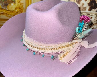 Lavender Purple Pave Ribbon Rhinestone Bow Pearl Charm Western Cowgirl  Hat Amazon.com: Purple Cowboy Hat - Sequins & Tiara Light -Up  main image 4