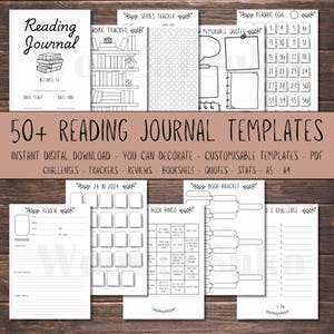 NUOVI 50+ modelli di diario di lettura! Pacchetto stampabile, A5 o A4, download digitale, sfide di lettura, monitoraggio della lettura, monitoraggio degli obiettivi