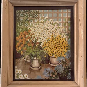 D Dorothy Saar Framed Lithograph Floral Daisies Marigolds Mid Century Wall Decor