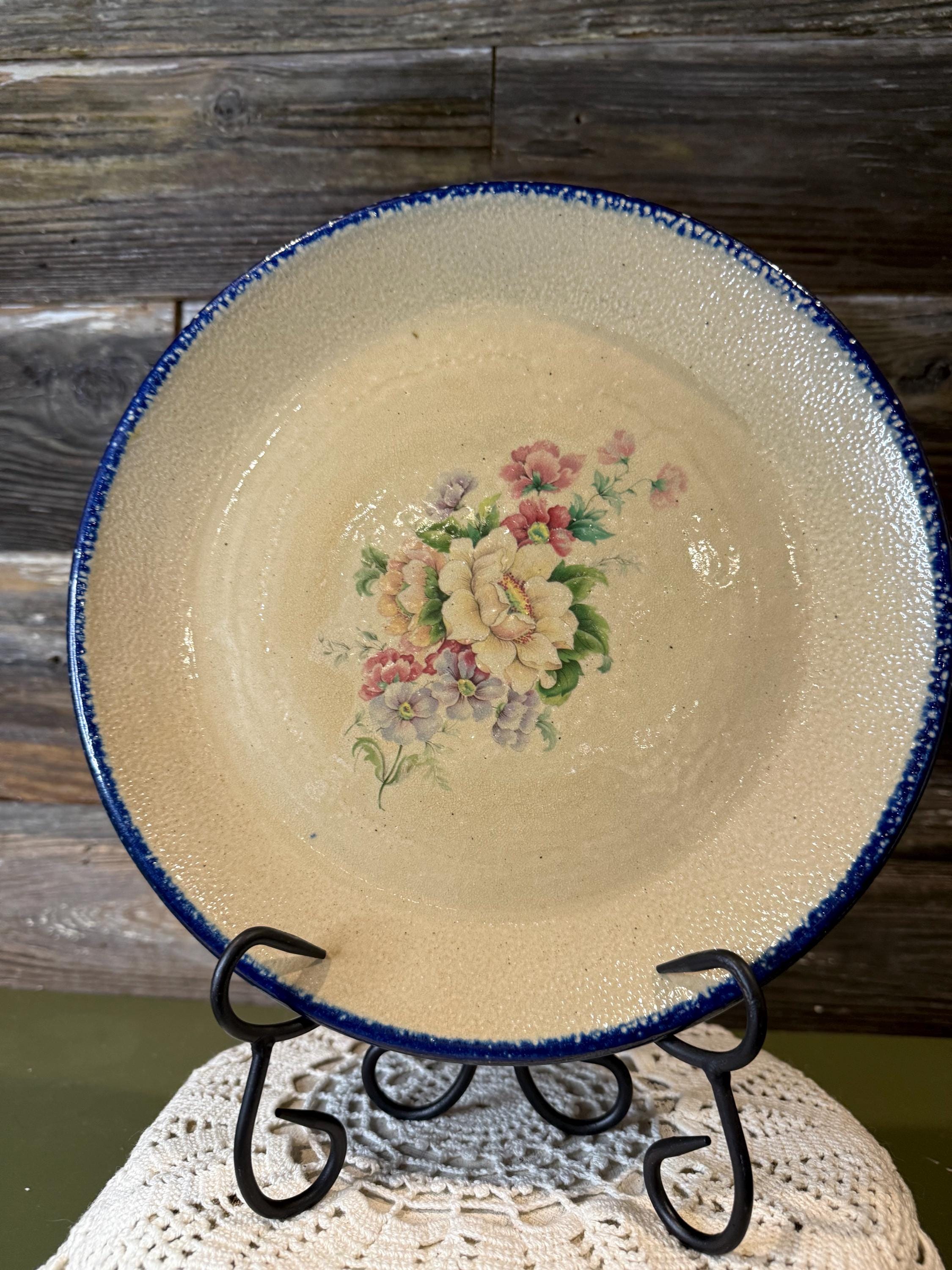 Vintage Monroe Salt Works 11” Hand-thrown Stoneware Plate