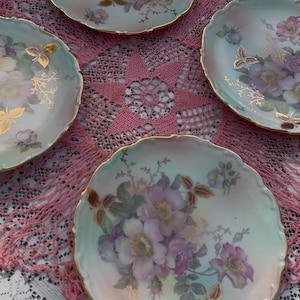 Hand Painted Schumann Bavaria Vintage Wall Plates Gold Gilt Floral 1930s Germany Decorative Plates Each Sold Separately