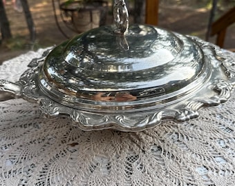 Vintage Silver Plate Covered Dish/pan With Removable Wooden Handle