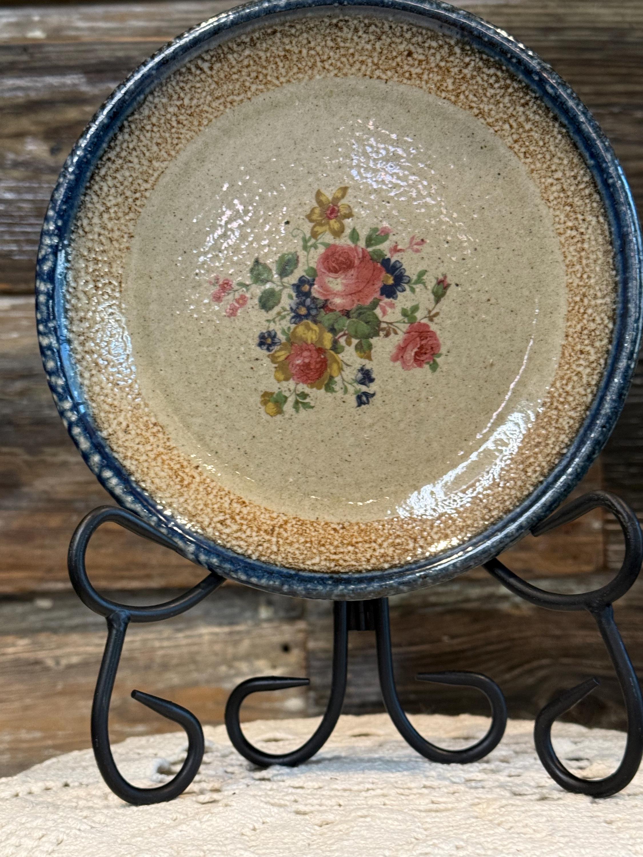 Monroe Salt Works Chippendale 7.5” Floral Stoneware Plate, Rustic