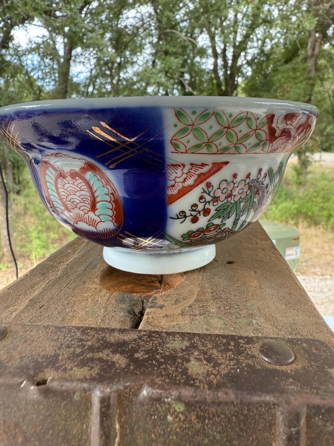 Antique Japanese Imari Bowl With Kintsugi Gold Repair Cherry Blossoms ...