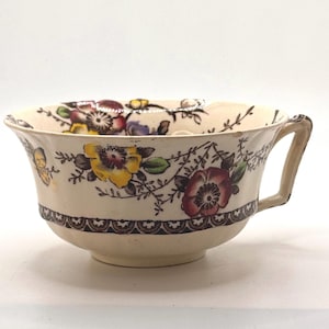 Vintage Alfred Meakin Medway Decor Teacup - Made in England Tea Cup Floral Flowers Yello Beige Green Brown