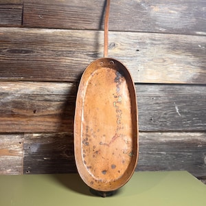 Antique Hammered Copper Patina Authintic Fish Pan French Hand Forged Craftsmanship 1800s Rare Vintage Primitive Kitchen Culinary Verdigris