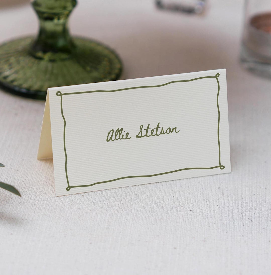 Whimsical Garden Wedding Name Card Template Etsy