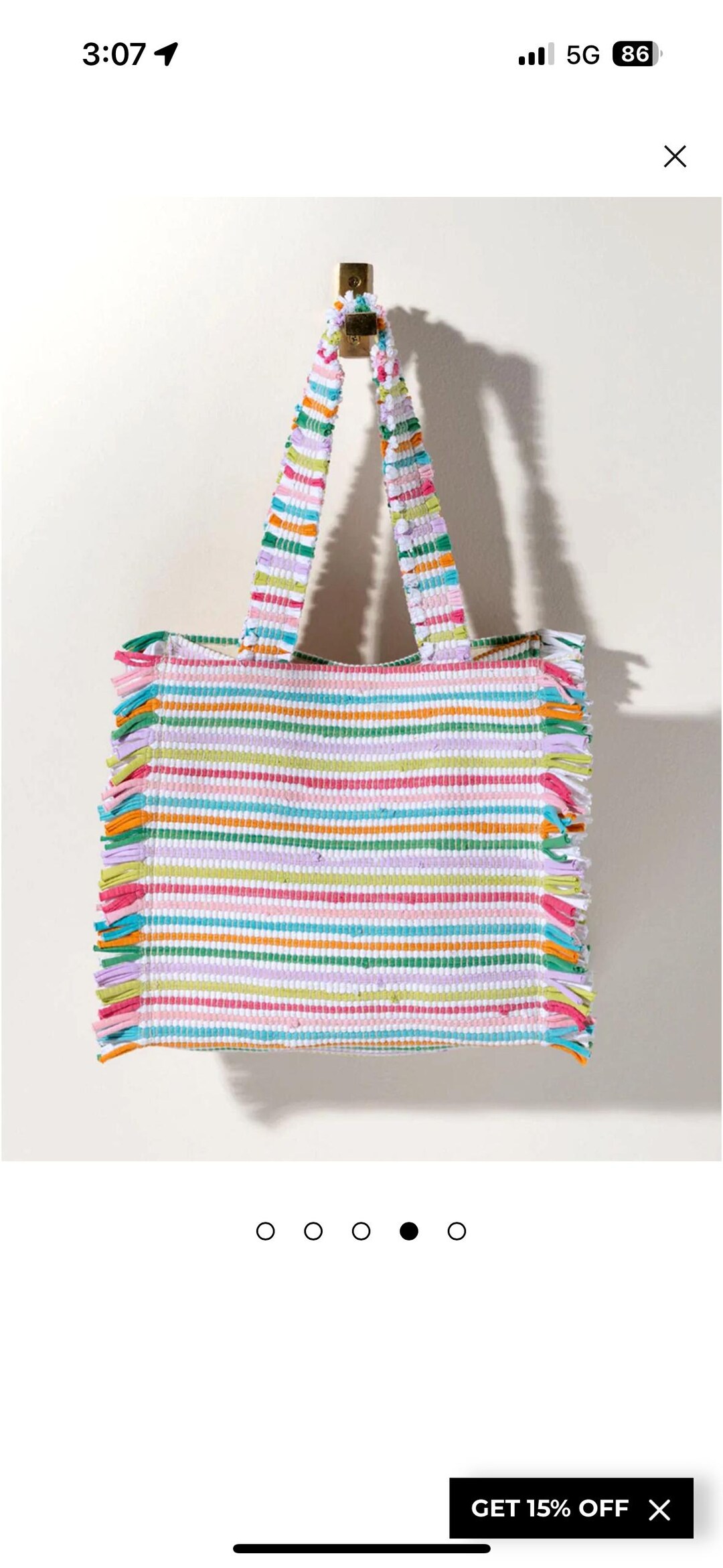Shiraleah Chicago Chindi Rag Rug Striped Cotton Tote Bag W/fringe ...