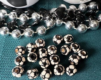 Ceramic Soccer Beads: Small - Futbol beads, Jewelry making supplies, Sports beads, Soccer balls for jewelry