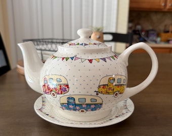 VTG Carlton Ware Walking Teapot Coffee China Green Mary Jane Shoes