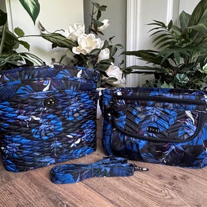 Conjunto de 2 bolsos bandolera Blue Leaf Mambo y Blue Leaf Adagio - Regalo de inauguración, unisex, regalo de viaje, acolchado