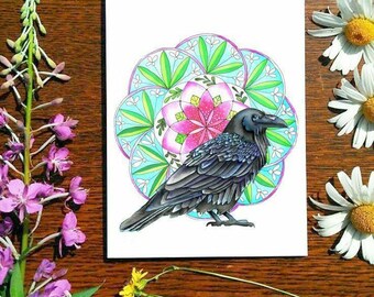 Kaleidoscope Raven | Greeting Card  |5 x 7 card | Cheryl Lacy