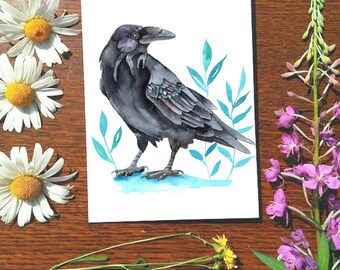 Teal Raven| Greeting Card | 5 x 7 card | Cheryl Lacy
