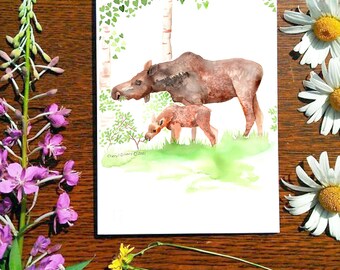Mamá y bebé / Tarjeta de felicitación / 5 x 7 tarjeta / Cheryl Lacy