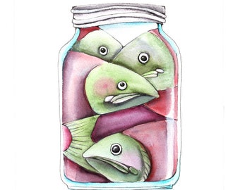 Impresión artística - Salmón enlatado por Cheryl Lacy