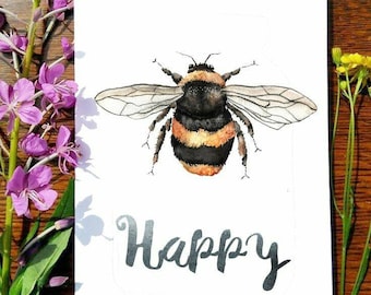 Bee Happy / Tarjeta de felicitación / Tarjeta de 5 x 7 / Cheryl Lacy